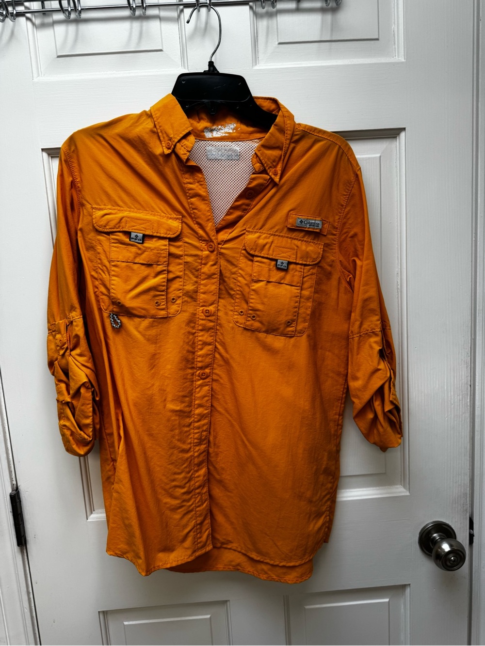Columbia Women’s Lightweight PFG Orange Long-Sleeve Shirt Jacket, Size Small